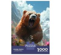 Jigsaw Puzzles for Adults 1000 Piece Roaring Bear in Mountain Landscape Jigsaw Puzzle Brain Teaser Game Stress Reliever Unique Birthday And Xmas Gifts 52x38cm/1000pcs