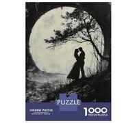Jigsaw Puzzles for Adults 1000 Piece Romantic Moonlit Embrace - Charcoal Style Puzzle for Adults Brain Teaser Game Enhance Memory Fun at Home Activities, 38x26cm/1000pcs