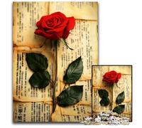 Jigsaw Puzzles for Adults, 1000 Piece Rose in The Book Puzzle Family Interactive Game, Brain Teaser Gift, Educational Toy 26X38CM