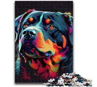 Jigsaw Puzzles for Adults 1000 Piece Rottweiler Colorful Dog Brain Teaser Game Educational Game for Birthday, Chrismas for for Age 14 26x38cm