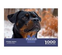 Jigsaw Puzzles for Adults 1000 Piece Rottweiler in Winter Puzzles for Adults Relax Games Pattern Assembly Christmas Birthday Gifts 38x26cm/1000pcs