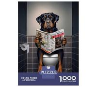 Jigsaw Puzzles for Adults 1000 Piece Rottweiler on The Toilet Teenager Puzzles Hands-on Game Difficult Challenge Challenging Game Gifts 38x26cm/1000pcs