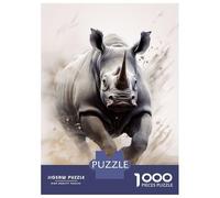 Jigsaw Puzzles for Adults 1000 Piece Running Black Rhino Jigsaw for Adults Fun Games Wall Art Unique Birthday And Xmas Gifts 38x26cm/1000pcs