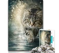 Jigsaw Puzzles for Adults 1000 Piece Running Maine Coon Cat Teenager Jigsaw,Relax Games Is Ideal As A Gift for The Whole Family 38x26cm