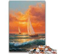 Jigsaw Puzzles for Adults 1000 Piece Sailboat Oil Painting Teenager Jigsaw,Family Game Stress Reliever Difficult Challenge Suitable for Couples (26x38cm)