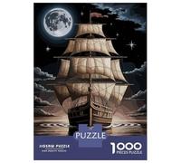 Jigsaw Puzzles for Adults 1000 Piece Sailing Ship Under Moonlight Adult Jigsaw Anti-Stress Toys Perfect Decoration Fun Activities at Home 70x50cm/1000pcs