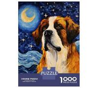 Jigsaw Puzzles for Adults 1000 Piece Saint Bernard Starry Night Puzzles for Adults Relax Games Pattern Assembly Christmas Birthday Gifts 70x50cm/1000pcs
