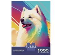 Jigsaw Puzzles for Adults 1000 Piece Samoyed Color Dog Jigsaw for Adults Fun Games Wall Art Unique Birthday And Xmas Gifts 38x26cm/1000pcs