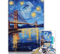Jigsaw Puzzles for Adults 1000 Piece San Francisco Bridge at Night,Challenging Game Toys Wall Decoration Unique Birthday And Xmas Gifts 38x52cm