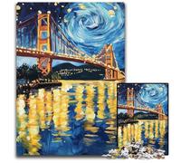 Jigsaw Puzzles for Adults 1000 Piece San Francisco Bridge at Night Wooden Jigsaw Puzzles Educational Brain Teaser, Artistic Home & Office Decor, 14+ Age 50X75CM