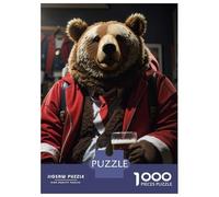 Jigsaw Puzzles for Adults 1000 Piece Santa Bear Drinking Adult Jigsaw Anti-Stress Toys Perfect Decoration Fun Activities at Home 52x38cm/1000pcs