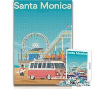 Jigsaw Puzzles for Adults 1000 Piece Santa Monica Travel Poster Toys Educational Games Enhance Memory Educational Toy Size 38x52cm