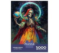 Jigsaw Puzzles for Adults 1000 Piece Santa Muerte with Globe And Flowers Puzzle for Adults Brain Teaser Game Enhance Memory Fun at Home Activities, 38x26cm/1000pcs