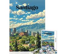 Jigsaw Puzzles for Adults 1000 Piece Santiago, Chile Skyline Relax Games Tough Challenge Educational Toy with Fully Interlocking Randomly Shaped Pieces (50X75CM)