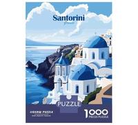 Jigsaw Puzzles for Adults 1000 Piece Santorini Greece Adult Puzzles Brain Teaser Game Home Decoration Christmas Birthday Gifts 38x26cm/1000pcs