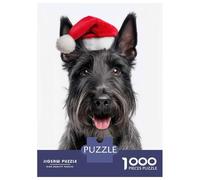 Jigsaw Puzzles for Adults 1000 Piece Scottish Terrier Dog with Santa Hat Puzzles for Adults Hands-on Game Stress Reliever Stress Reduction Gifts 52x38cm/1000pcs