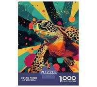 Jigsaw Puzzles for Adults 1000 Piece Sea Turtle Pop Art Radiant Sea Turtle Ocean-Themed Wall Art Puzzle for Adults Brain Teaser Game Presents for Women Fun Activities at Home 52x38cm/1000pcs