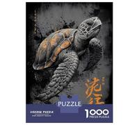 Jigsaw Puzzles for Adults 1000 Piece Sea Turtle with Japanese Calligraphy Art Jigsaw Puzzle Brain Teaser Game Stress Reliever Unique Birthday And Xmas Gifts 38x26cm/1000pcs