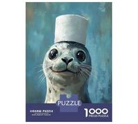 Jigsaw Puzzles for Adults 1000 Piece Seal in A Hat Puzzle for Adults Brain Teaser Game Difficult Hard Deal As Gifts for The Whole Family 70x50cm/1000pcs