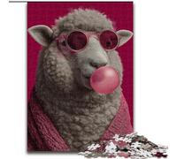 Jigsaw Puzzles for Adults 1000 Piece Sheep Blowing Balloons Jigsaw Puzzle Made of Wood, Ideal for Office, Bedroom, Living Room Decor size 50X75CM