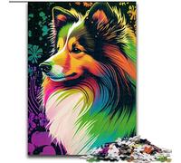 Jigsaw Puzzles for Adults 1000 Piece Shetland Sheepdog Color Impossible Jigsaw Puzzles for Adults Develops Hand-Eye Coordination Skills, Perfect for Birthday Gifts (Szie 26x38cm)