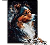 Jigsaw Puzzles for Adults 1000 Piece Shetland Sheepdog Dog Jigsaw Puzzles for Adults size 50x75cm Perfect for Halloween, Christmas, Birthday Gift