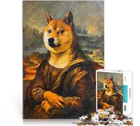 Jigsaw Puzzles for Adults 1000 Piece Shiba Inu Mona Lisa Denksportaufgabe für mit passendem Poster und Quizblatt38x26cm