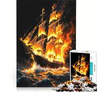 Jigsaw Puzzles for Adults 1000 Piece Ship Ghostly on Fire Sailing Fun Games Hand Speed Race Artists Collection Fine Art 38x26cm
