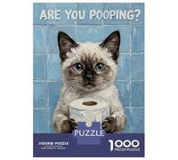 Jigsaw Puzzles for Adults 1000 Piece Siamese Cat with Toilet Paper Painting Puzzle for Adults Brain Teaser Game Difficult Hard Deal As Gifts for The Whole Family 52x38cm/1000pcs