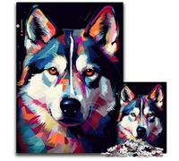 Jigsaw Puzzles for Adults 1000 Piece Siberian Husky Abstract Wooden Jigsaw Puzzles for Adults Gift for Men And Women DailySpecial Occasion 1000 PCS(75x50cm)