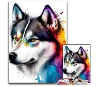Jigsaw Puzzles for Adults 1000 Piece Siberian Husky Watercolor Puzzles for Adults Ideal for Family Fun, Relaxation 26X38CM/10.23x14.96inch