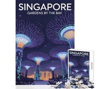 Jigsaw Puzzles for Adults 1000 Piece Singapore Gardens by The Bay Illustration Jigsaw 1000 Pieces Toy Wall Decor Gifts For Birthdays Improve Memory (38x26cm)