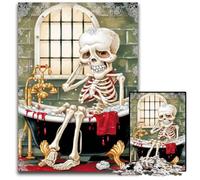 Jigsaw Puzzles for Adults, 1000 Piece Skeleton Taking A Bath Wooden Puzzles Intricate Design for Teenagers, DIY Decor, And Brain-Boosting Fun 50X75CM