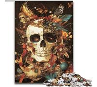 Jigsaw Puzzles for Adults 1000 Piece Skull Feathers, Suitable for Ages 14 And Up Home Decor Deal As Gifts for The Whole Family (Size 50x75cm)