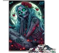 Jigsaw Puzzles for Adults 1000 Piece Skull Girl Under The Moon Brain Intelligence Challenge Addictive Toys Birthday Present, Gifts, Wall Art (size 50x75cm)