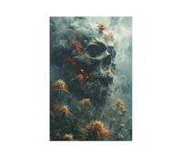 Jigsaw Puzzles for Adults 1000 Piece，Skull in the Smoke of the Canna lossom，Educational Games Brain Challenge Jigsaw Puzzles for Adult Kids（75x50cm）-AG37