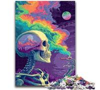 Jigsaw Puzzles for Adults 1000 Piece Skull Rainbow Smoke Teenager Jigsaw,Family Game Stress Reliever Difficult Challenge Suitable for Couples (75x50cm)