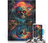 Jigsaw Puzzles for Adults 1000 Piece Skull with glowing eyes Made of wood Suitable for ages 14 and up Beautiful design gameBeautiful design game A work of art。size:50x75cm/19.68x29.52inch