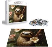 Jigsaw Puzzles for Adults 1000 Piece, Sloth Jigsaw Puzzles for Adults, Flower Jigsaws 1000 Pieces with Box, Wooden Puzzle Challenging Game for the Whole for Women, Men, Wooden Puzzle for Gifts B-749