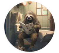 Jigsaw Puzzles for Adults 1000 Piece Sloth Reading Newspaper Puzzles for Adults Perfect for Halloween, Christmas, Birthday Gift 67.5x67.5cm