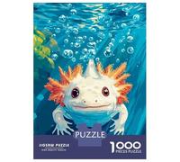 Jigsaw Puzzles for Adults 1000 Piece Smiling Axolotl in Blue Water Jigsaw Hands-on Game Birthday Present Unique Birthday And Xmas Gifts 52x38cm/1000pcs
