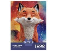 Jigsaw Puzzles for Adults 1000 Piece Smiling Cartoon Fox Mix 3D & Watercolor Puzzles for Adults Relax Games Pattern Assembly Christmas Birthday Gifts 52x38cm/1000pcs