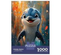 Jigsaw Puzzles for Adults 1000 Piece Smiling Dolphin Painting Puzzles for Adults Hands-on Game Stress Reliever Stress Reduction Gifts 38x26cm/1000pcs