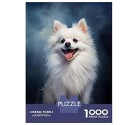 Jigsaw Puzzles for Adults 1000 Piece Smiling White Pomeranian Jigsaw for Adults Fun Games Wall Art Unique Birthday And Xmas Gifts 70x50cm/1000pcs