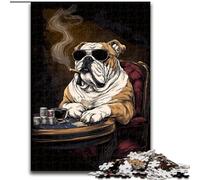 Jigsaw Puzzles for Adults, 1000 Piece Smoking Bulldog Puzzle Home Activity for Holidays, Birthdays, And Family Game Nights (size 26x38cm)