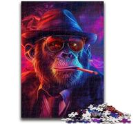 Jigsaw Puzzles for Adults 1000 Piece Smoky Chimpanzee Teenager Jigsaw,Family Game Stress Reliever Difficult Challenge Suitable for Couples (26x38cm)