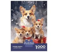 Jigsaw Puzzles for Adults 1000 Piece Snow Corgi Dog Family Xmas Puzzle for Adults Brain Teaser Game Presents for Women Fun Activities at Home 38x26cm/1000pcs