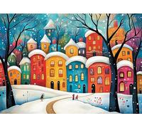 Jigsaw Puzzles for Adults 1000 Piece Snow Dream Town 27.56 x 19.69 Inch Jigsaw Puzzle for Adults Educational Game 1000 Pieces Puzzles for Adult