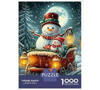 Jigsaw Puzzles for Adults 1000 Piece Snowman Sleigh Winter Scene Puzzle for Adults Brain Teaser Game Enhance Memory Fun at Home Activities, 52x38cm/1000pcs