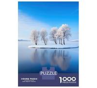 Jigsaw Puzzles for Adults 1000 Piece Snowy Island in A Frozen Lake Puzzles for Adults Relax Games Pattern Assembly Christmas Birthday Gifts 38x26cm/1000pcs